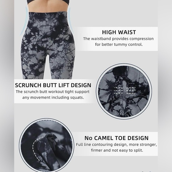 * NEW * High Waist Tummy Covering Butt Lift Tie Dye Leggings Size L - Picture 4 of 10